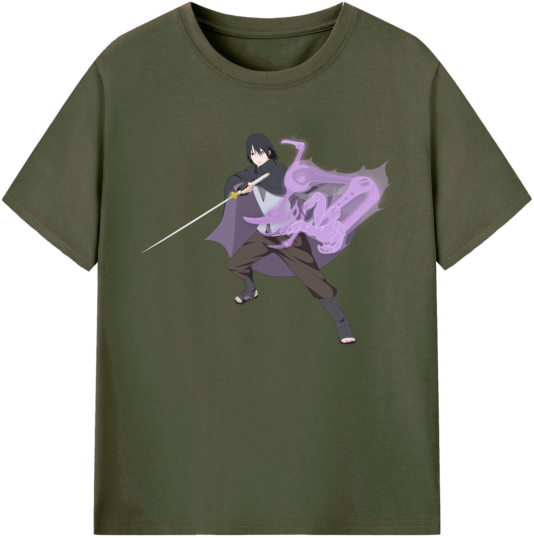 （画像用） NARUTO -ナルト- うちは サスケ Uchiha Sasuke 綿100％ メンズ半袖Tシャツ｜肌触りやわらか＆通気性
